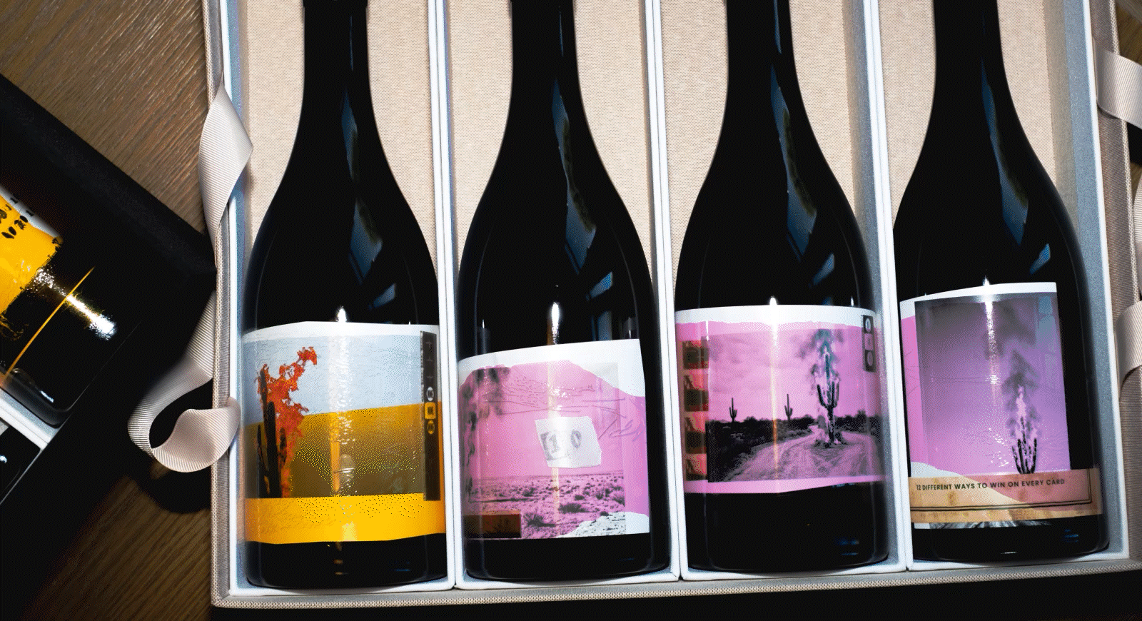 A behind-the-scenes GIF of the labels, film and story behind 8 Years in the Desert Edition 2.