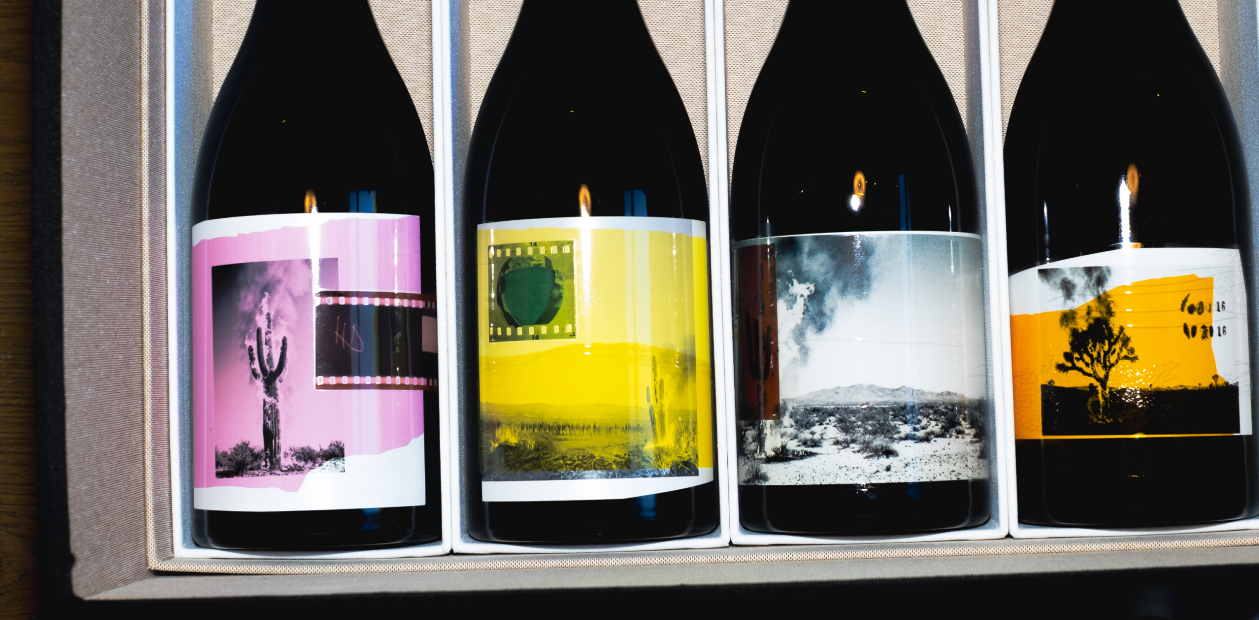 A close up of 8 Years in the Desert Edition 2 Labels 13-16