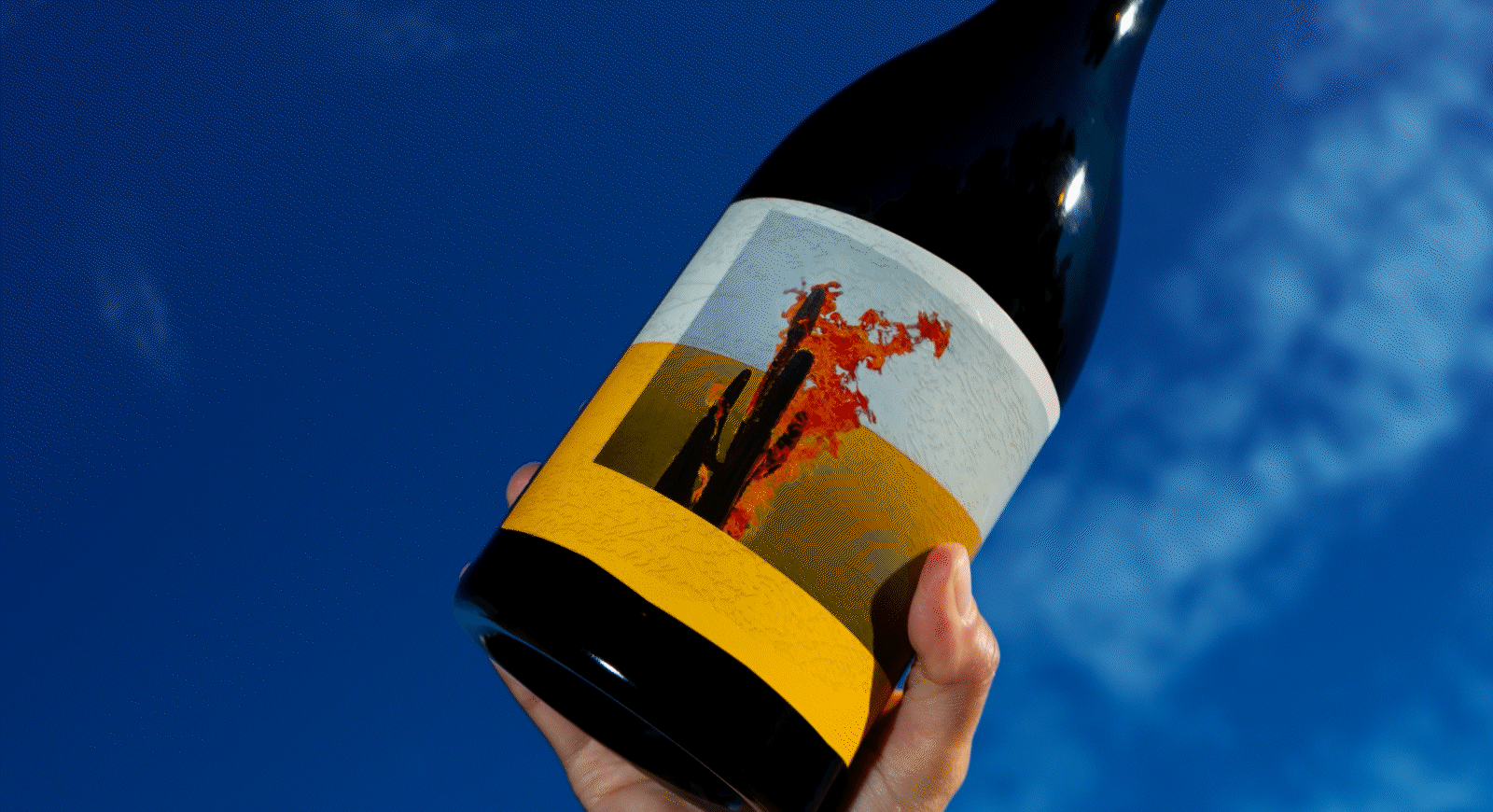 A GIF of all 8 new labels of 8 Years in the Desert Edition 2 against a blue sky.
